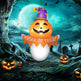 Outsunny 3.4ft Halloween Inflatables Window Sticker Ghost With Orange Face, Blow Up Halloween Decorations Outdoor LED Yard Display, Waterproof - EX-STOCK Canada
