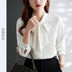 Women neck tie Chiffon Long Sleeve Shirt For work - EX-STOCK CANADA