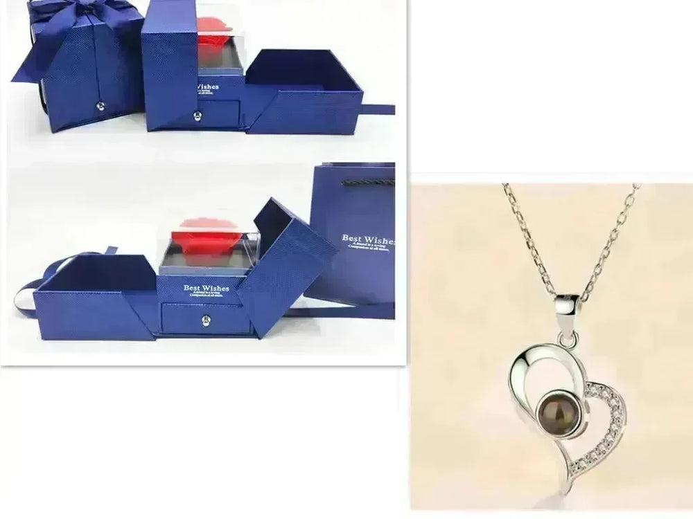 Hot Valentine's Day Gifts Metal Rose Jewelry Gift Box Necklace For Wedding Girlfriend Necklace Gifts - EX-STOCK CANADA