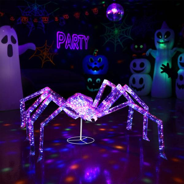 3ft Prism Spider, Illusion, 340 Purple Copper Wire Light, 4.5V 3.6W Halloween Standing Decoration US Specification - EX-STOCK Canada