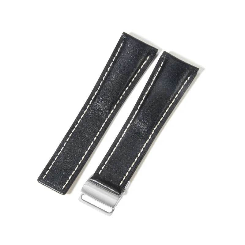 22mm 24mm Black Brown Blue Bamboo Grain Cowhide Watch Strap - EX-STOCK Canada