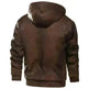 Men's Leather Jacket Men Motorcycle Removable Hood - EX-STOCK CANADA