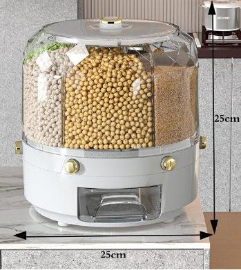 Large Food Storage Container 360 Rotating Rice Barrels Sealed Cereal Dispenser Rice Tank Grain Box Kitchen Storage Container 