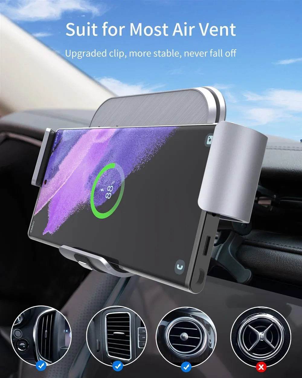 S8 Double Coil Folding Screen Car Mount Wireless Charging - EX-STOCK Canada