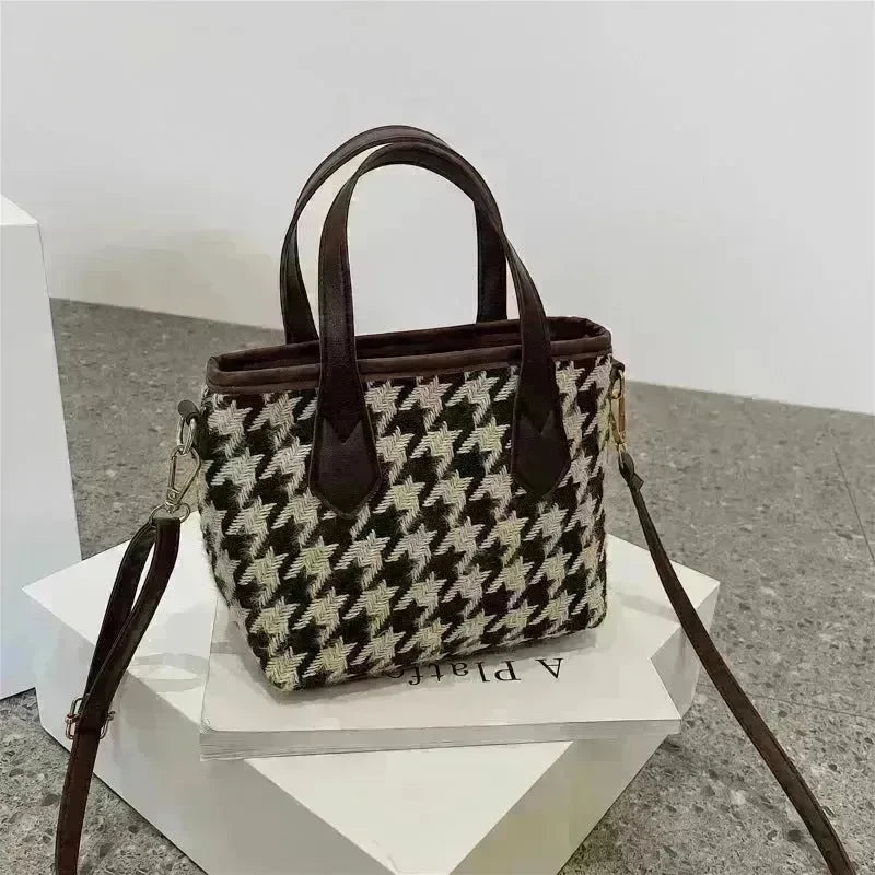 Fashion Houndstooth Shoulder Bags Portable Checkerboard Handbags All-match Messenger Crossbody Bag Women - EX-STOCK CANADA