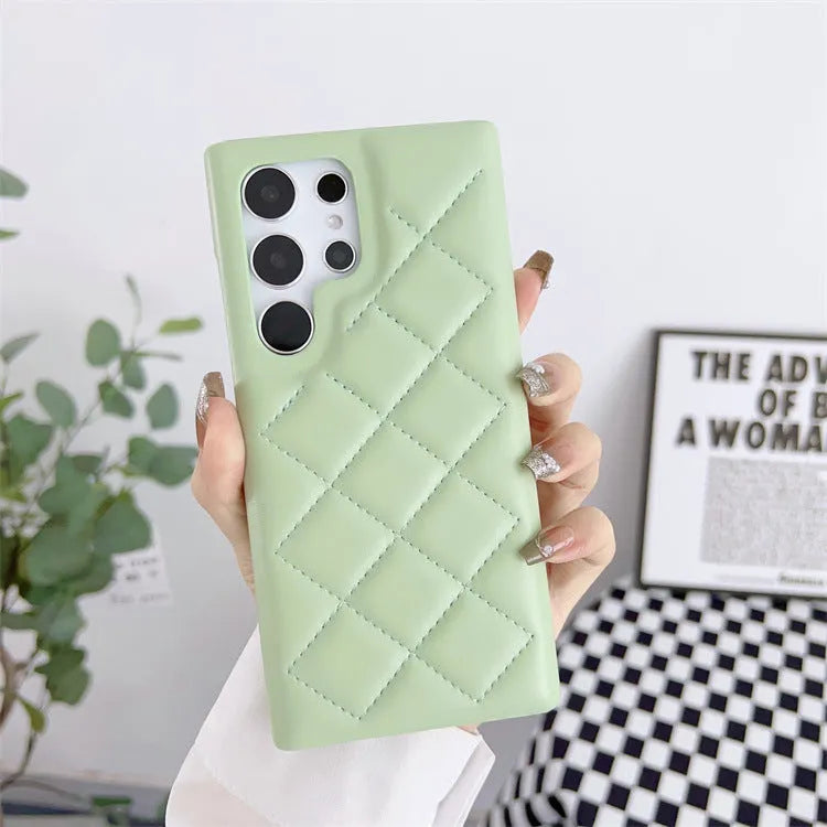 Diamond Plaid Samsung leather Phone case - EX-STOCK CANADA