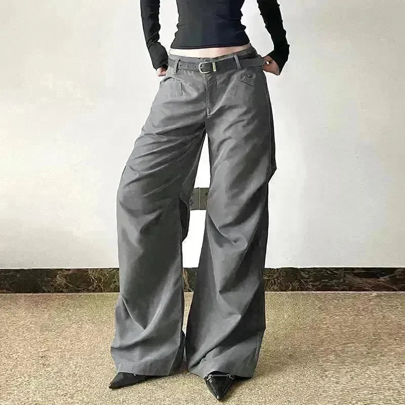 European And American Retro Loose Low Waist Wide Leg Pants For Women - EX-STOCK CANADA