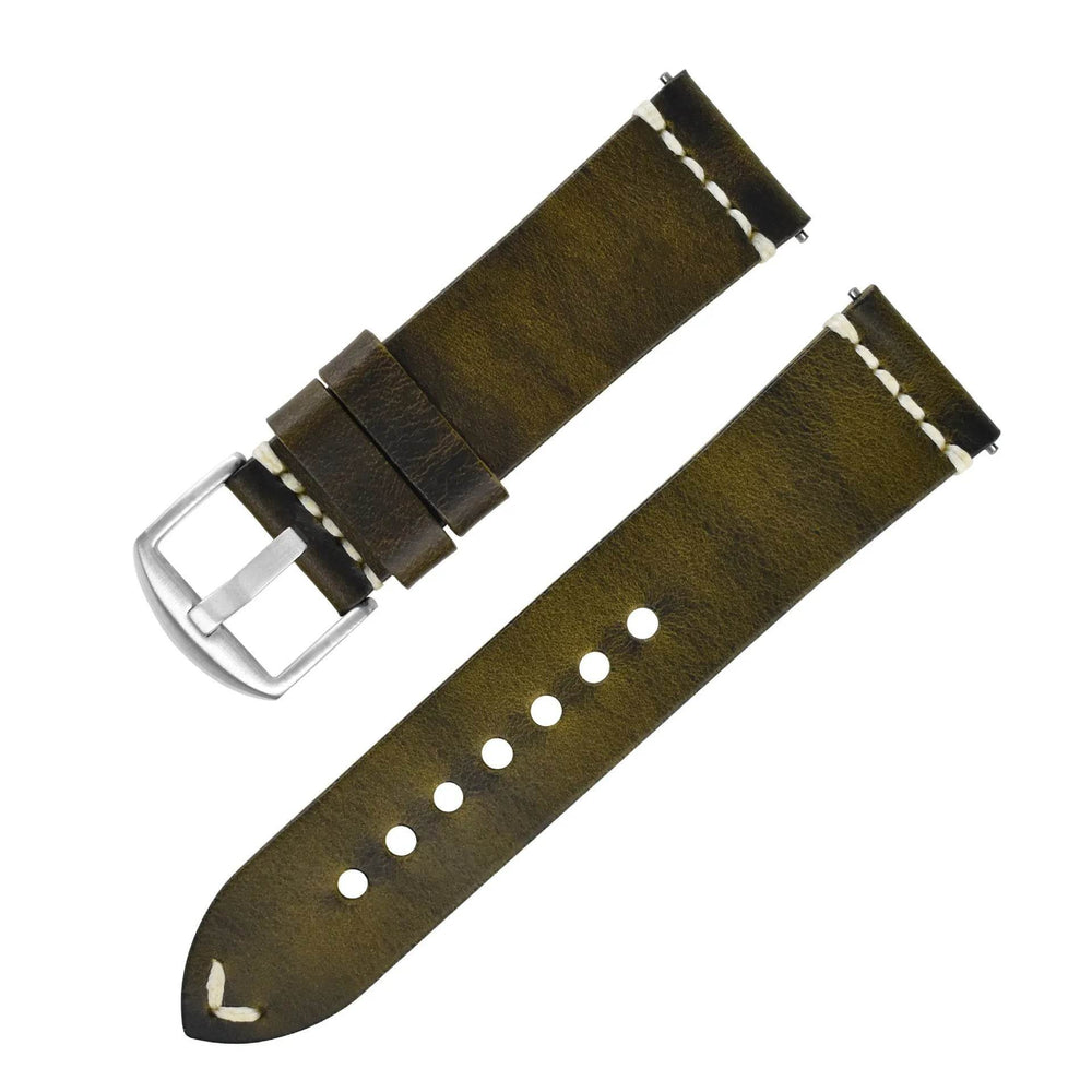 Discoloring Oil Wax Top Layer Cowhide Watch Strap - EX-STOCK Canada