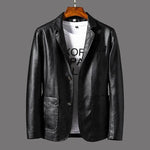 Leather Men's Autumn And Winter Jacket Thin Lapel - EX-STOCK Canada