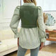Women's Casual Contrast Color Stitching  Long Sleeve Collar Ladies Evening Top - EX-STOCK CANADA
