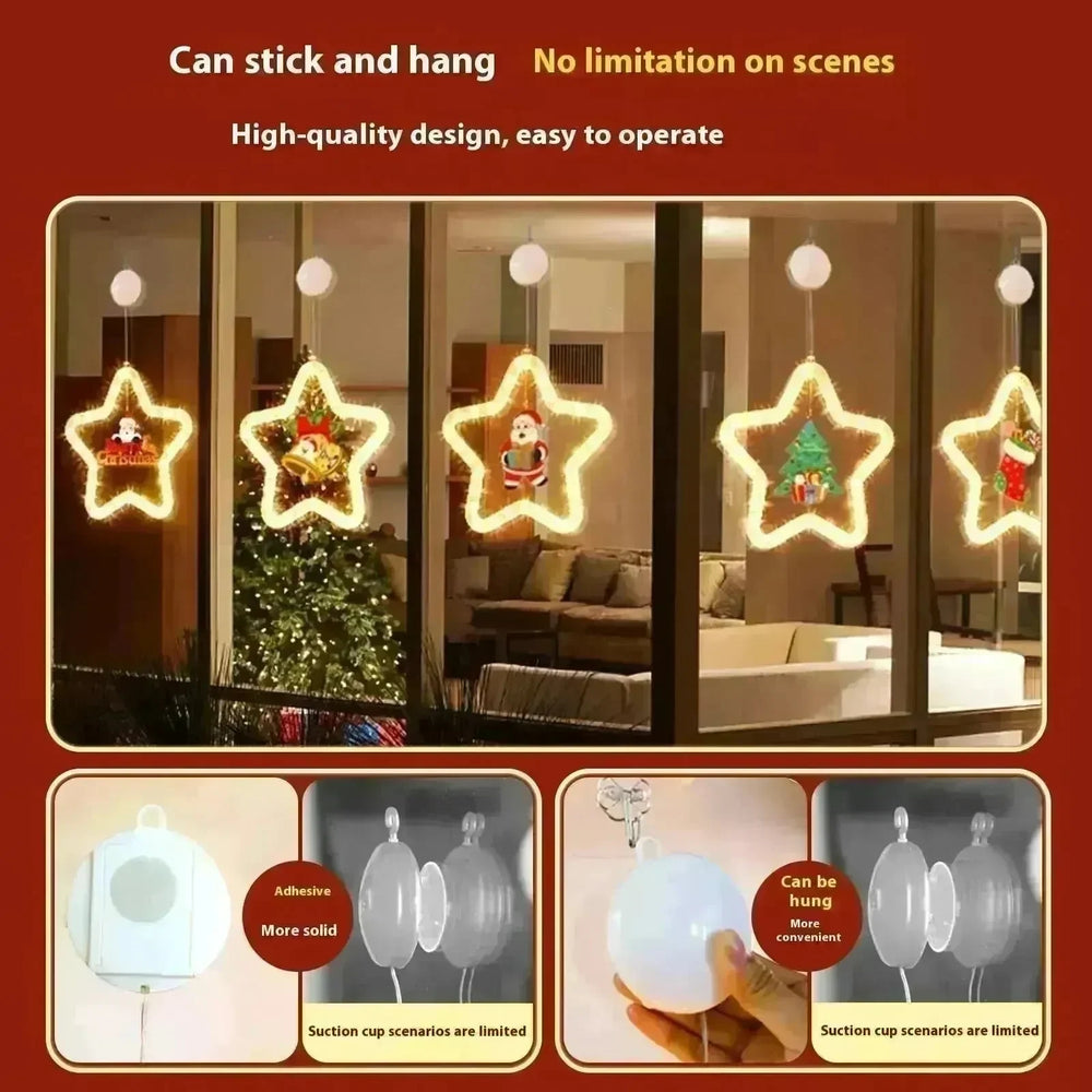 Christmas Pendant Decoration Christmas Atmosphere Led Lights Led Christmas Star Light Decoration For Window Door For Holiday - EX-STOCK CANADA
