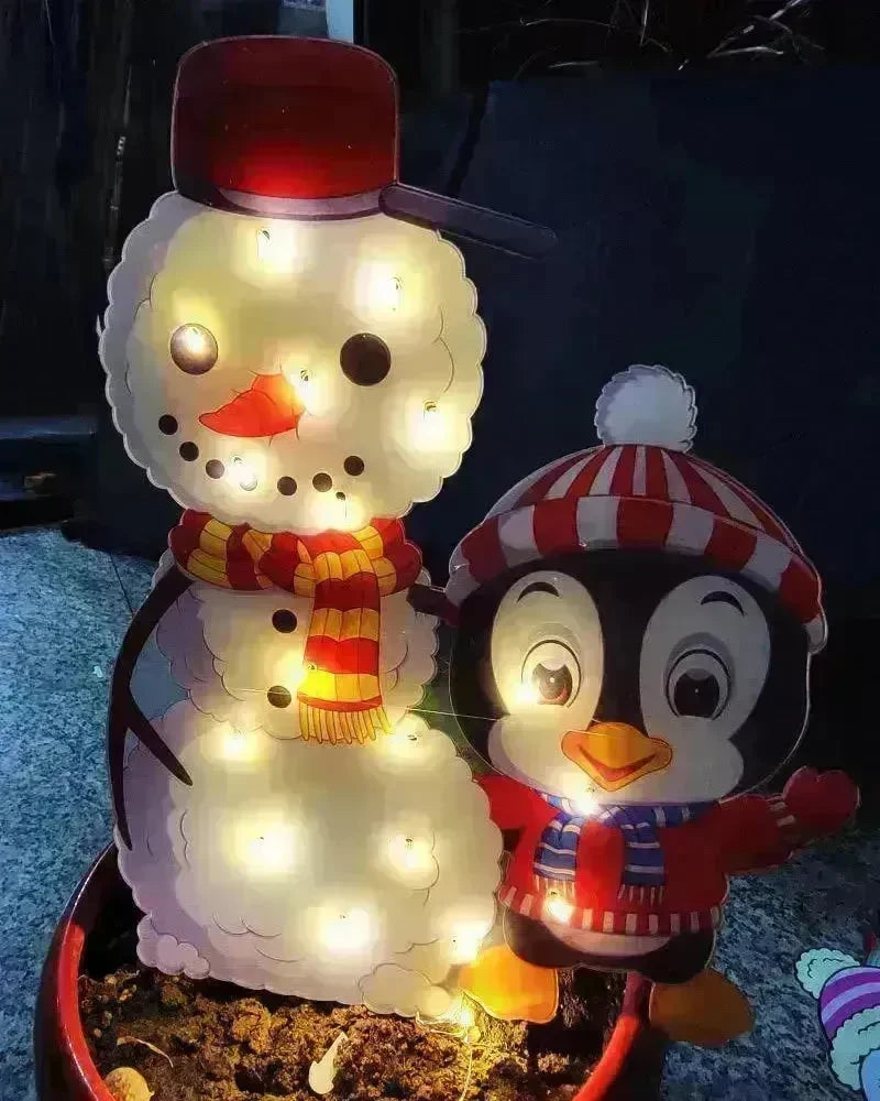 Christmas Scene Decoration With LED Lights Christmas Snowman Ornaments - EX-STOCK CANADA