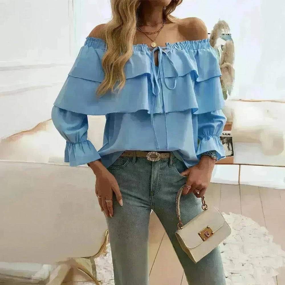 Stylish Casual Evening Top for Women Off-shoulder Bishop  Long Sleeve Top - EX-STOCK CANADA