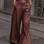 Fashion Leather High Waist Pocket Casual Trousers - EX-STOCK CANADA
