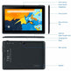Black tablet with labeled features on a white background