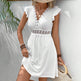 Women's V Neck Lace Mini Dresses Casual Summer Ruffle Sleeve Crochet Sundresses EX-STOCK
