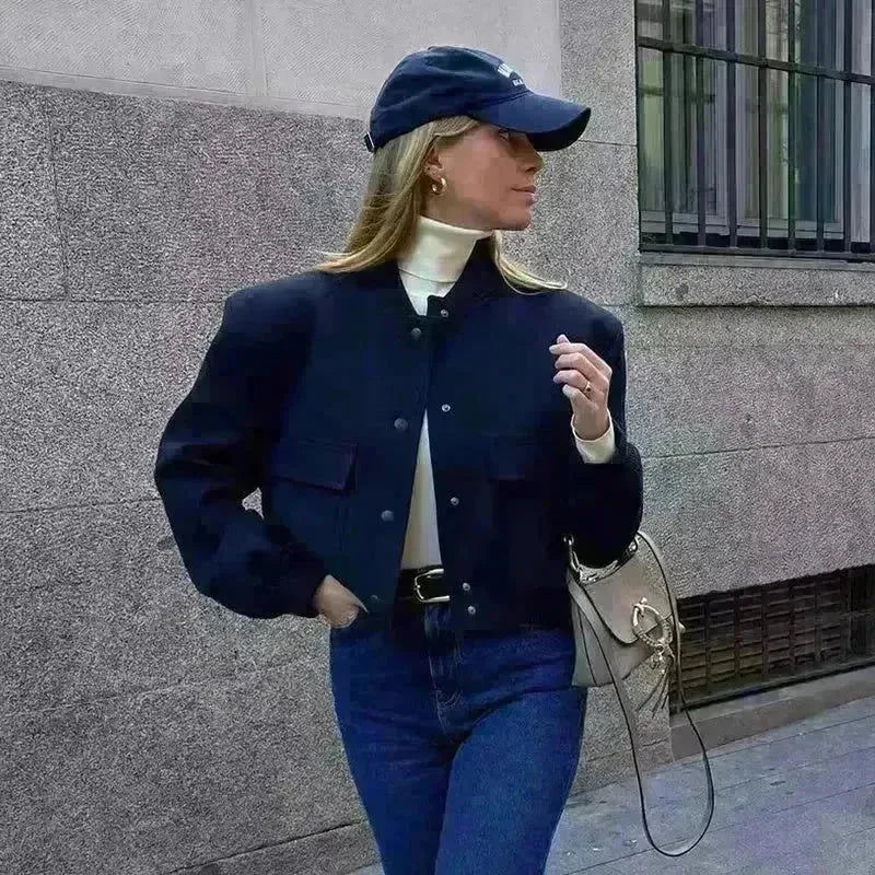Fall Single Breasted  Cashmere Cropped Jacket for women - EX-STOCK CANADA