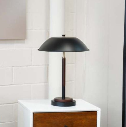 High Quality Hotel European Modern Bed Side Nightstand Decorative Led Table Desk Lamp, Cosmiclume Black Umbrella Shaped Table Lamp - Walnut - Bronze 110V EX-STOCK