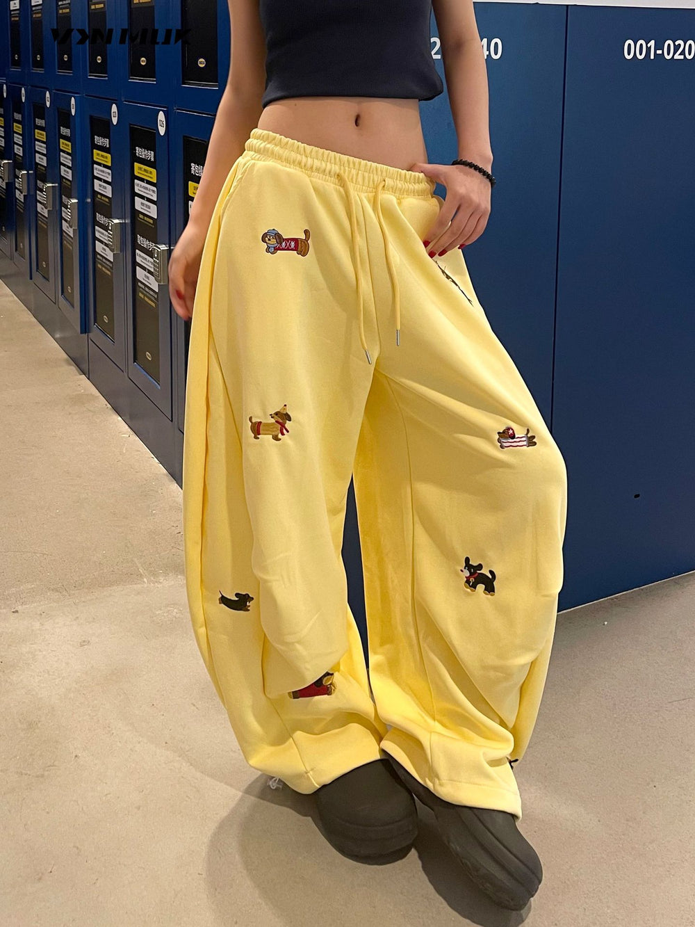 Embroidered Slacks Women's Loose Slimming And All-matching Street Drape Wide Leg 