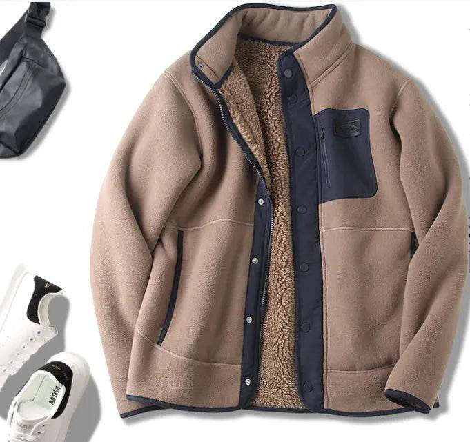 Fleece-lined Thickened Stand Collar Pocket Winter Jacket for men - EX-STOCK Canada