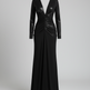 Women's Deep V-Neck Long Sleeve Slim-Fit Maxi Dress – Elegant Bodycon Evening Gown | Black | XS–XL 