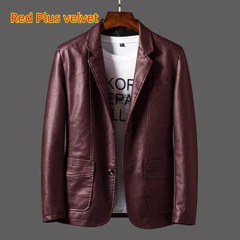 Leather Men's Autumn And Winter Jacket Thin Lapel - EX-STOCK Canada
