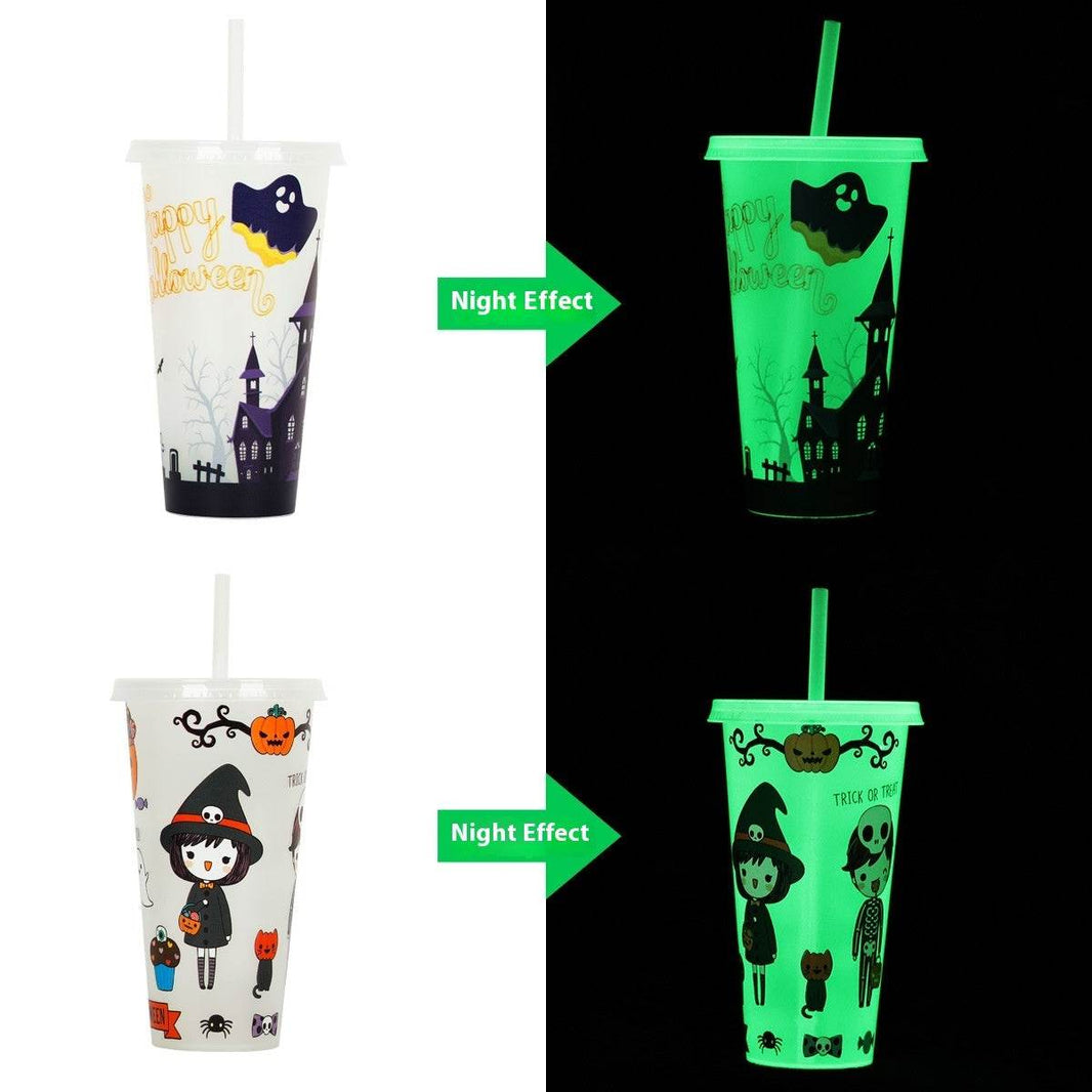 720ml Plastic Sippy Cup Halloween Luminous Straw Cup - EX-STOCK Canada