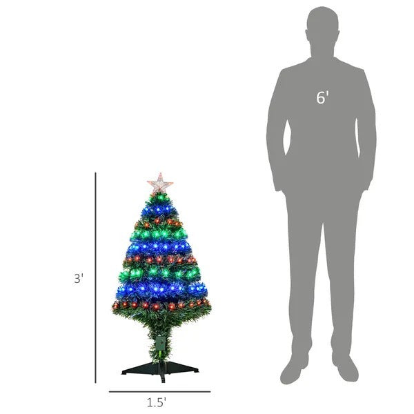 3FT Pre-lit LED Optical Fiber Christmas Tree Artificial Holiday Decor With Stand EX-STOCK Canada 
