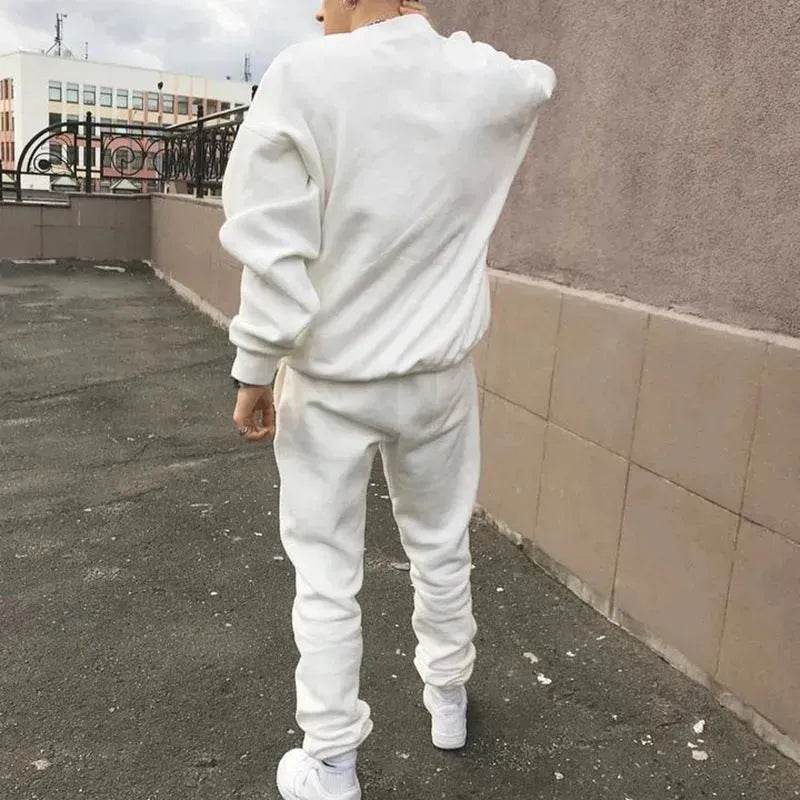 Autumn Winter street fashion Plain Crew neck Sweatsuit for men - EX-STOCK Canada
