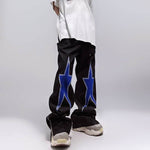 Five-pointed Star Embroidery Denim Horn Loose Straight Casual All-match Mop Jeans Baggy Trousers Men - EX-STOCK Canada