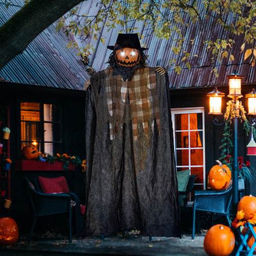 HOMCOM 6 Life Size Halloween Hanging Pumpkin Ghost Decoration, Light-up Eyes And Creepy Talking, Sound Activated Prop For Indoor Or Covered Outdoor Porch, Battery Operated - EX-STOCK Canada