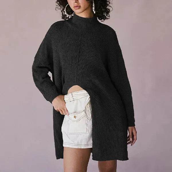 Stylish Cashmere Pullover Front Split Winter Tunic tops for Women - EX-STOCK Canada