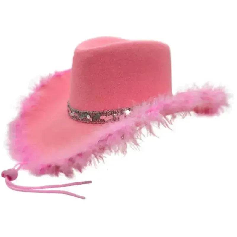 Trendy cowgirl hat Sequined Ribbon Upturned Eaves Raw Edge Denim Top Hat Pink Cowgirl Hat womens pink cowboy hat - EX-STOCK Canada