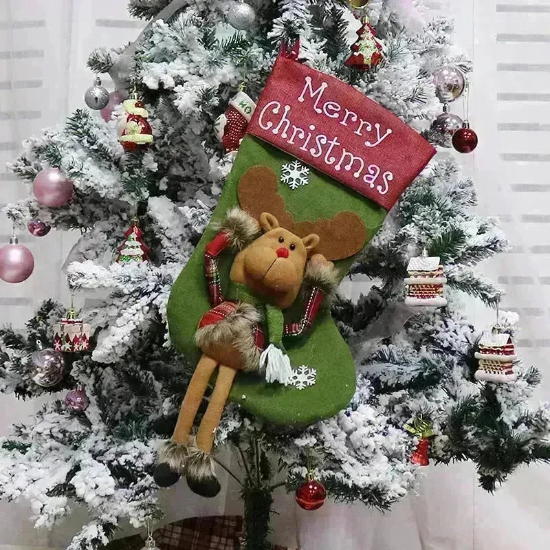 2024 New Year Xmas Big Stockings Set Decorations Christmas 3D Plush Big Sock Christmas Tree Pendant Decorating Supplies - EX-STOCK CANADA