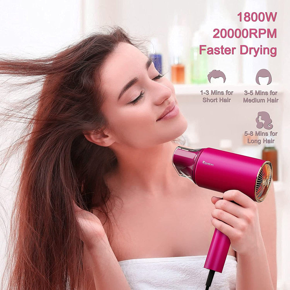 Water Ionic Hair Dryer, 1800W Blow Dryer With Magnetic Nozzle 2 Speed And 3 Heat Settings Powerful Low Noise Fast Drying Travel Hair Dryer For Home Travel EX-STOCK Canada 