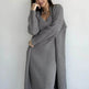 Women 2pcs Winter outfit set Long dress Cashmere Long Cardigan Jacket - EX-STOCK Canada