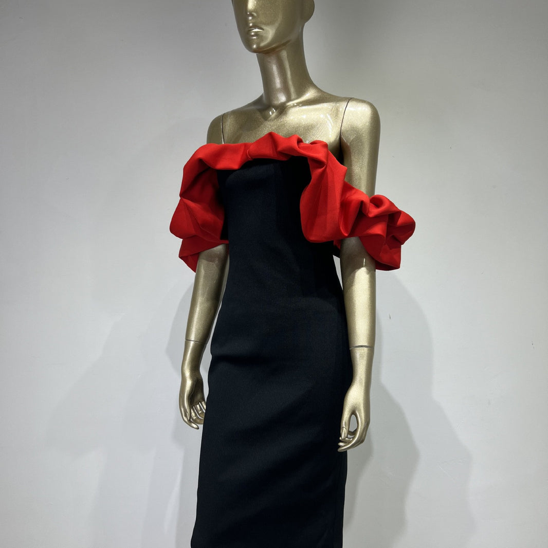 Bandage One-piece Dress European And American Elegant Off-neck Party Dress