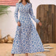 Elegant ladies Spring And Autumn Long Sleeve Floral maxi Dress - EX-STOCK Canada