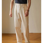 Retro Fashion Men High waist Pleated Loose Straight Leg Trouser - EX-STOCK CANADA