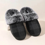 Winter Warm Plaid Plush Slippers Home Indoor Non-slip Bedroom Floor Soft Fuzzy Slipper For Couple Fashion Solid House Shoes - EX-STOCK Canada
