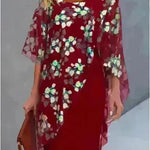 Printed  Floral Chiffon Fashion Straight Cut Modest  Dress - EX-STOCK CANADA