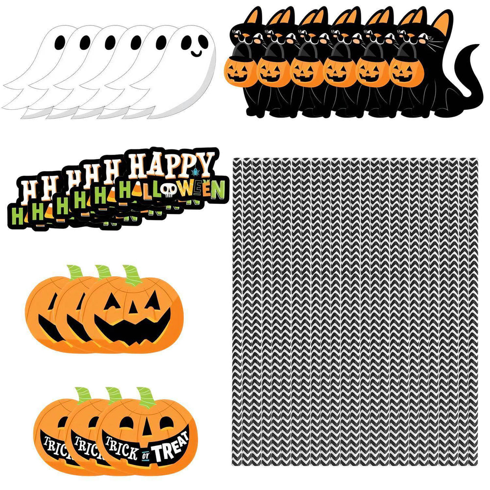 Set Of 25Pcs Halloween Party Striped Decorative Straws Disposable Drinking Straws Paper Straw Decor Happy Halloween Ghost Lantern Black Cat Halloween Party Supplies - EX-STOCK Canada