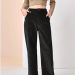 High Waist Drooping Slimming Casual Straight Pants Women's Corduroy Trousers - EX-STOCK Canada
