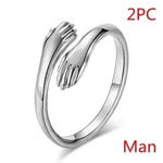 Alloy Simple Hands Hug Ring Opening Adjustable Jewelry - EX-STOCK CANADA