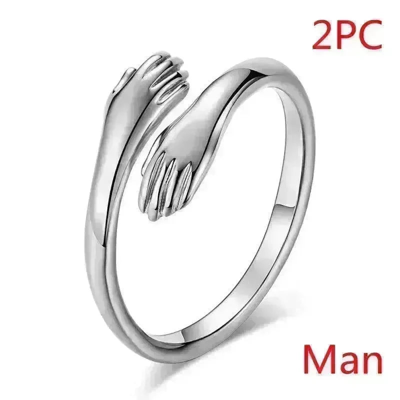 Alloy Simple Hands Hug Ring Opening Adjustable Jewelry - EX-STOCK CANADA