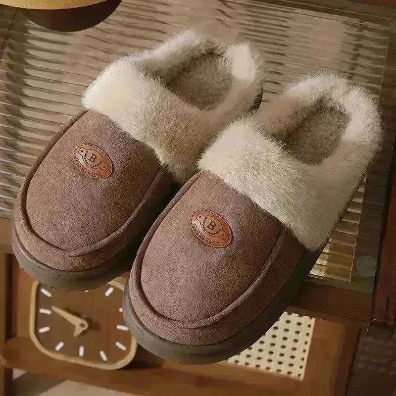 Winter Plush Slippers For Men Casual All-match Warm Suede House Shoes Indoor Non-slip Floor Bedroom Slipper - EX-STOCK CANADA