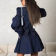 Classy Fashion Lantern Sleeve Button down Denim Shirt flared Mini Dress - EX-STOCK Canada