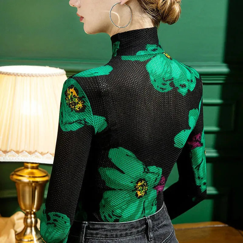 Elegant Women Slim fit Mock neck top ladies turtle neck tops - EX-STOCK CANADA