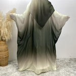 Middle East Muslim Chiffon Cardigan Gradient Batwing Sleeve With Headscarf Suit - EX-STOCK Canada