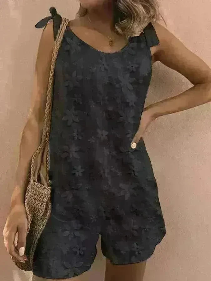 Casual And Sweet Lace Bow Shoulder Strap Jumpsuit - EX-STOCK CANADA